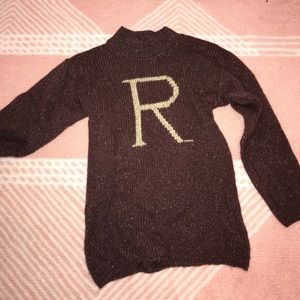 Brown Sweater with Letter Design